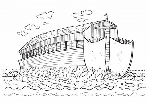 Noah's Ark Coloring Pages, Noahs Ark Floating Waves